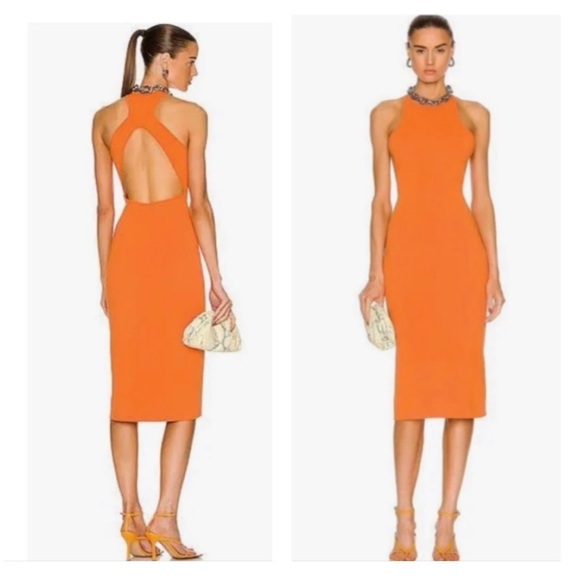 ALC Pierce Midi Open Back Dress in Orange. - Picture 1 of 6